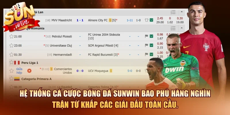 Cá Cược Bóng Đá SUNWIN – Kèo Hấp Dẫn Tỷ Lệ Cạnh Tranh Hàng Đầu 2026 2 Sunwin Hệ thống cá cược bóng đá SUNWIN bao phủ hàng nghìn trận từ khắp các giải đấu toàn cầu.